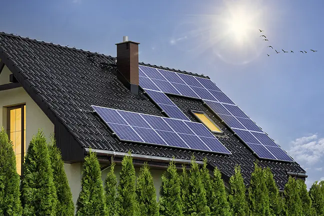 solar panels on a roof